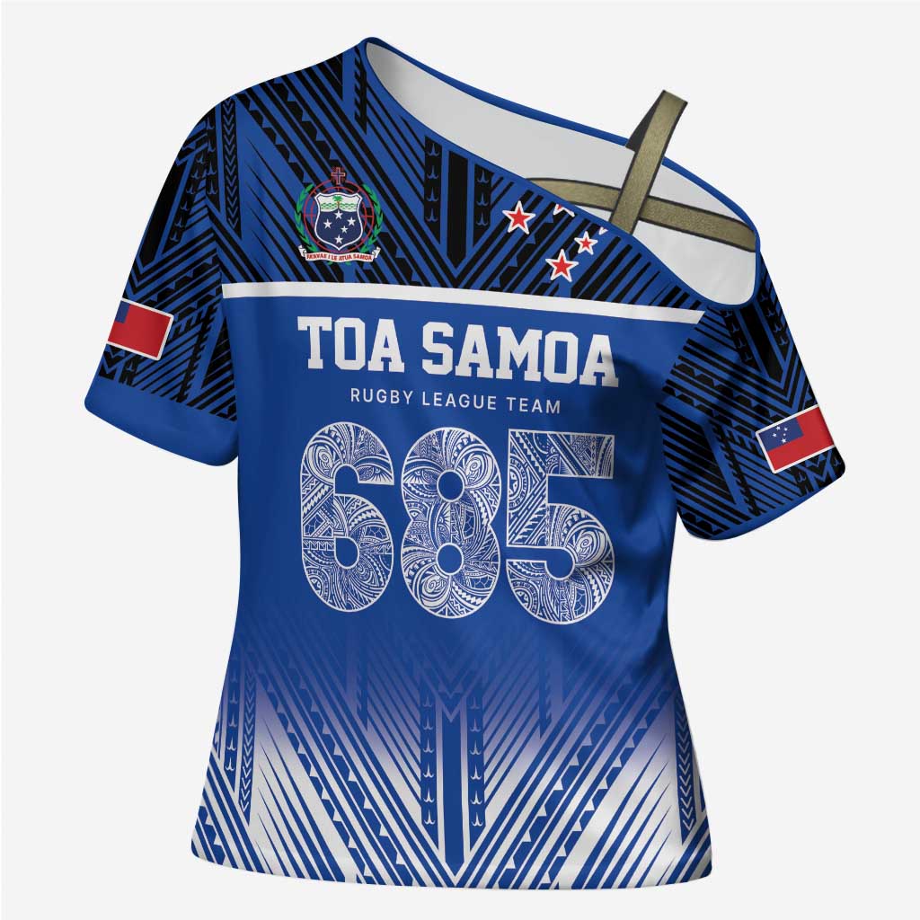 Toa Samoa 685 Cross Shoulder Shirt Uso Aso Uma For Life For Samoa LT9 Female Blue - Polynesian Pride