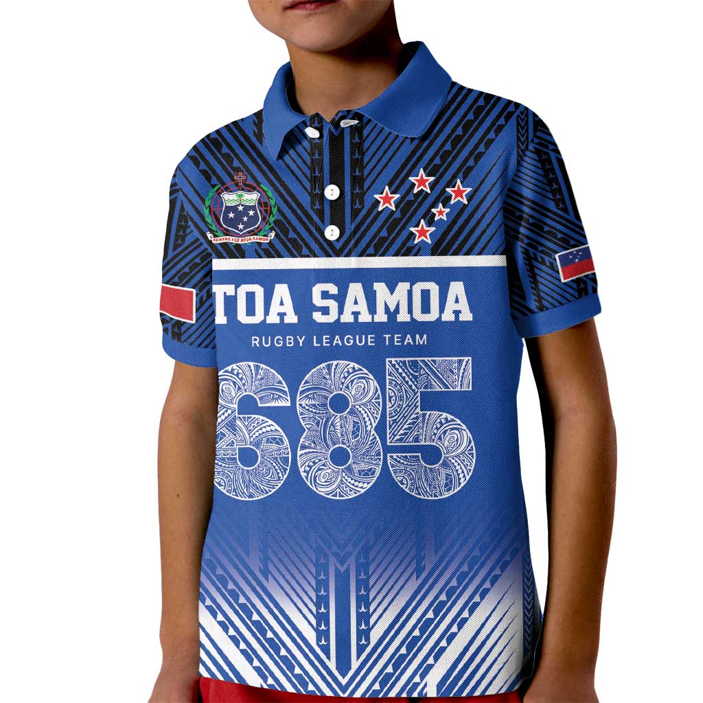 Toa Samoa 685 Kid Polo Shirt Uso Aso Uma For Life For Samoa LT9 Kid Blue - Polynesian Pride