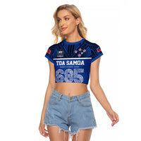 Toa Samoa 685 Raglan Cropped T Shirt Uso Aso Uma For Life For Samoa LT9 Female Blue - Polynesian Pride
