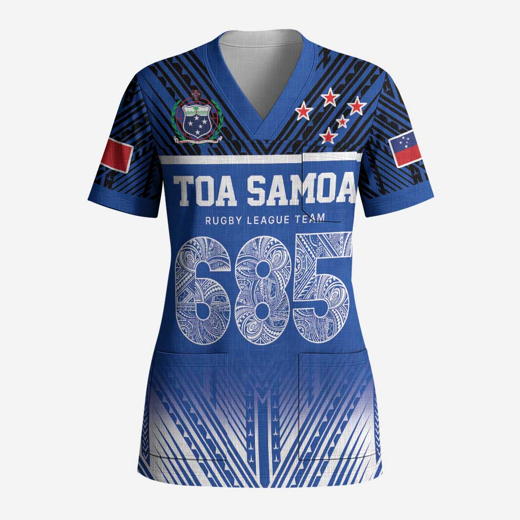 Toa Samoa 685 Scrub Top Uso Aso Uma For Life For Samoa LT9 Adult Blue - Polynesian Pride