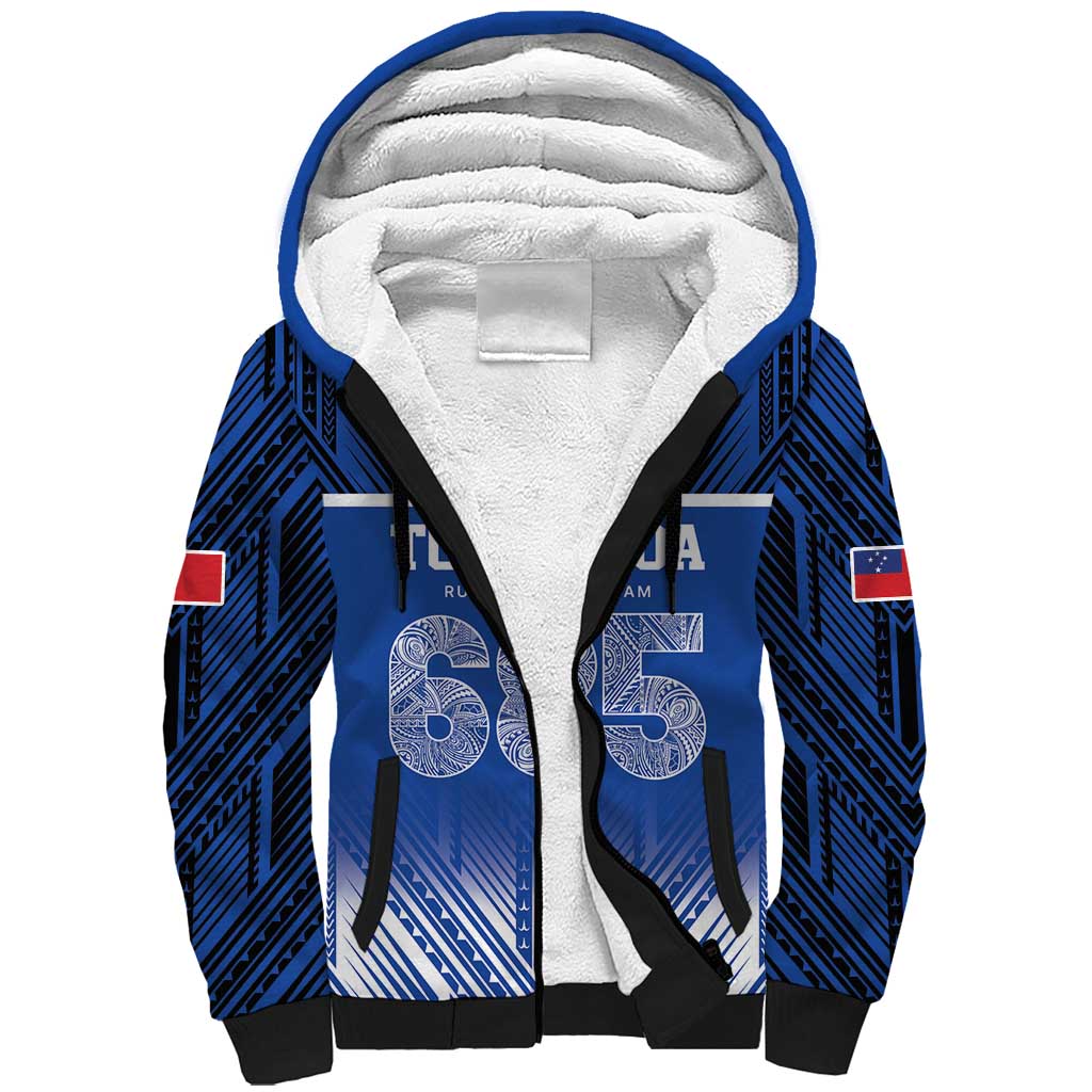 Toa Samoa 685 Sherpa Hoodie Uso Aso Uma For Life For Samoa LT9 Unisex Blue - Polynesian Pride