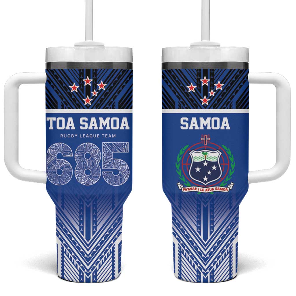 Toa Samoa 685 Tumbler With Handle Uso Aso Uma For Life For Samoa LT9 One Size: 40 oz Blue - Polynesian Pride