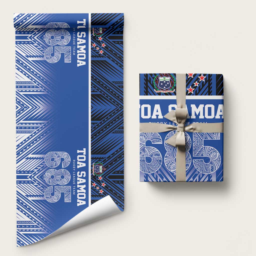 Toa Samoa 685 Wrapping Paper Uso Aso Uma For Life For Samoa LT9 58" × 23" Blue - Polynesian Pride