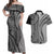 Samoa Siapo Arty Couples Matching Off Shoulder Maxi Dress and Hawaiian Shirt Black Style LT9 Black - Polynesian Pride