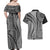 Samoa Siapo Arty Couples Matching Off Shoulder Maxi Dress and Hawaiian Shirt Black Style LT9 - Polynesian Pride