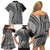 Samoa Siapo Arty Family Matching Off Shoulder Short Dress and Hawaiian Shirt Black Style LT9 - Polynesian Pride