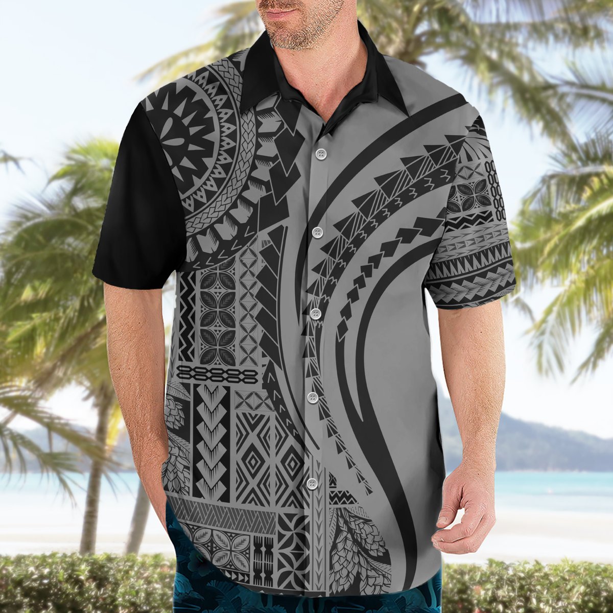 Samoa Siapo Arty Hawaiian Shirt Black Style LT9 - Polynesian Pride