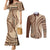 Samoa Siapo Arty Couples Matching Mermaid Dress and Long Sleeve Button Shirt Brown Style LT9 Brown - Polynesian Pride