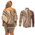 Samoa Siapo Arty Couples Matching Off Shoulder Short Dress and Long Sleeve Button Shirt Brown Style LT9 - Polynesian Pride