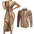 Samoa Siapo Arty Couples Matching Short Sleeve Bodycon Dress and Long Sleeve Button Shirt Brown Style LT9 Brown - Polynesian Pride