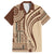 Samoa Siapo Arty Family Matching Off Shoulder Long Sleeve Dress and Hawaiian Shirt Brown Style LT9 Dad's Shirt - Short Sleeve Brown - Polynesian Pride