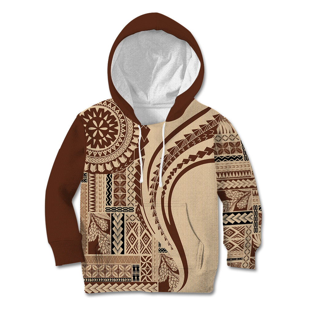 Samoa Siapo Arty Kid Hoodie Brown Style LT9 Hoodie Brown - Polynesian Pride