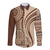 Samoa Siapo Arty Long Sleeve Button Shirt Brown Style LT9 Unisex Brown - Polynesian Pride