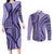 Samoa Siapo Arty Couples Matching Long Sleeve Bodycon Dress and Long Sleeve Button Shirt Purple Style LT9 Purple - Polynesian Pride