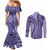 Samoa Siapo Arty Couples Matching Mermaid Dress and Long Sleeve Button Shirt Purple Style LT9 - Polynesian Pride