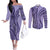 Samoa Siapo Arty Couples Matching Off The Shoulder Long Sleeve Dress and Long Sleeve Button Shirt Purple Style LT9 Purple - Polynesian Pride