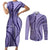 Samoa Siapo Arty Couples Matching Short Sleeve Bodycon Dress and Long Sleeve Button Shirt Purple Style LT9 Purple - Polynesian Pride