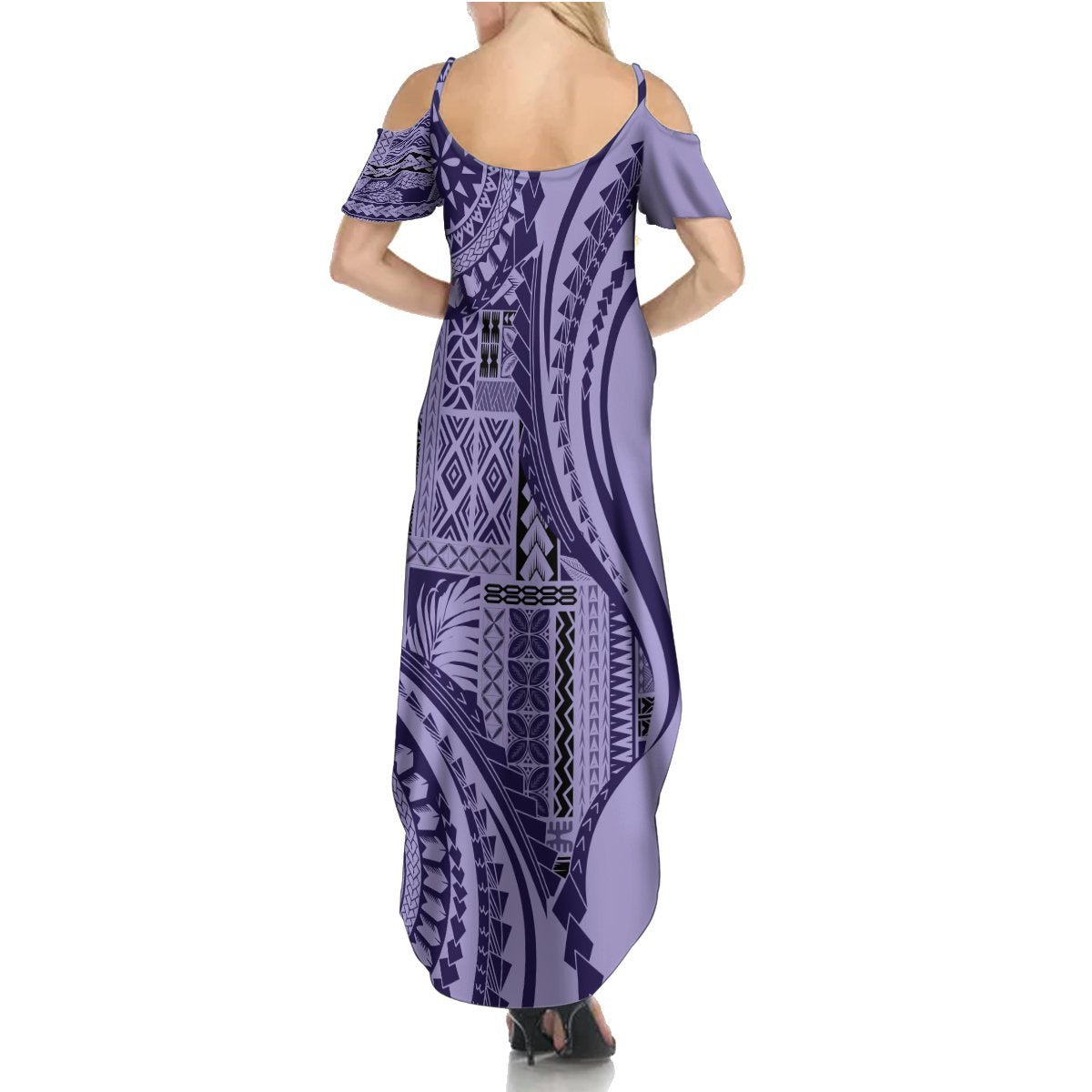 Samoa Siapo Arty Summer Maxi Dress Purple Style LT9 - Polynesian Pride