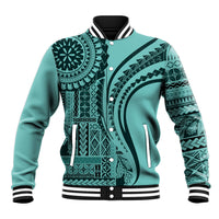 Samoa Siapo Arty Baseball Jacket Turquoise Style LT9 Unisex Turquoise - Polynesian Pride
