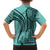 Samoa Siapo Arty Family Matching Off Shoulder Short Dress and Hawaiian Shirt Turquoise Style LT9 - Polynesian Pride