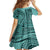 Samoa Siapo Arty Family Matching Off Shoulder Short Dress and Hawaiian Shirt Turquoise Style LT9 - Polynesian Pride