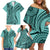 Samoa Siapo Arty Family Matching Off Shoulder Short Dress and Hawaiian Shirt Turquoise Style LT9 - Polynesian Pride