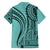 Samoa Siapo Arty Family Matching Off Shoulder Short Dress and Hawaiian Shirt Turquoise Style LT9 - Polynesian Pride