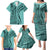 Samoa Siapo Arty Family Matching Puletasi Dress and Hawaiian Shirt Turquoise Style LT9 - Polynesian Pride