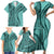 Samoa Siapo Arty Family Matching Short Sleeve Bodycon Dress and Hawaiian Shirt Turquoise Style LT9 - Polynesian Pride