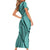 Samoa Siapo Arty Family Matching Short Sleeve Bodycon Dress and Hawaiian Shirt Turquoise Style LT9 - Polynesian Pride