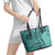 Samoa Siapo Arty Leather Tote Bag Turquoise Style LT9 - Polynesian Pride