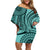 Samoa Siapo Arty Off Shoulder Short Dress Turquoise Style LT9 Women Turquoise - Polynesian Pride