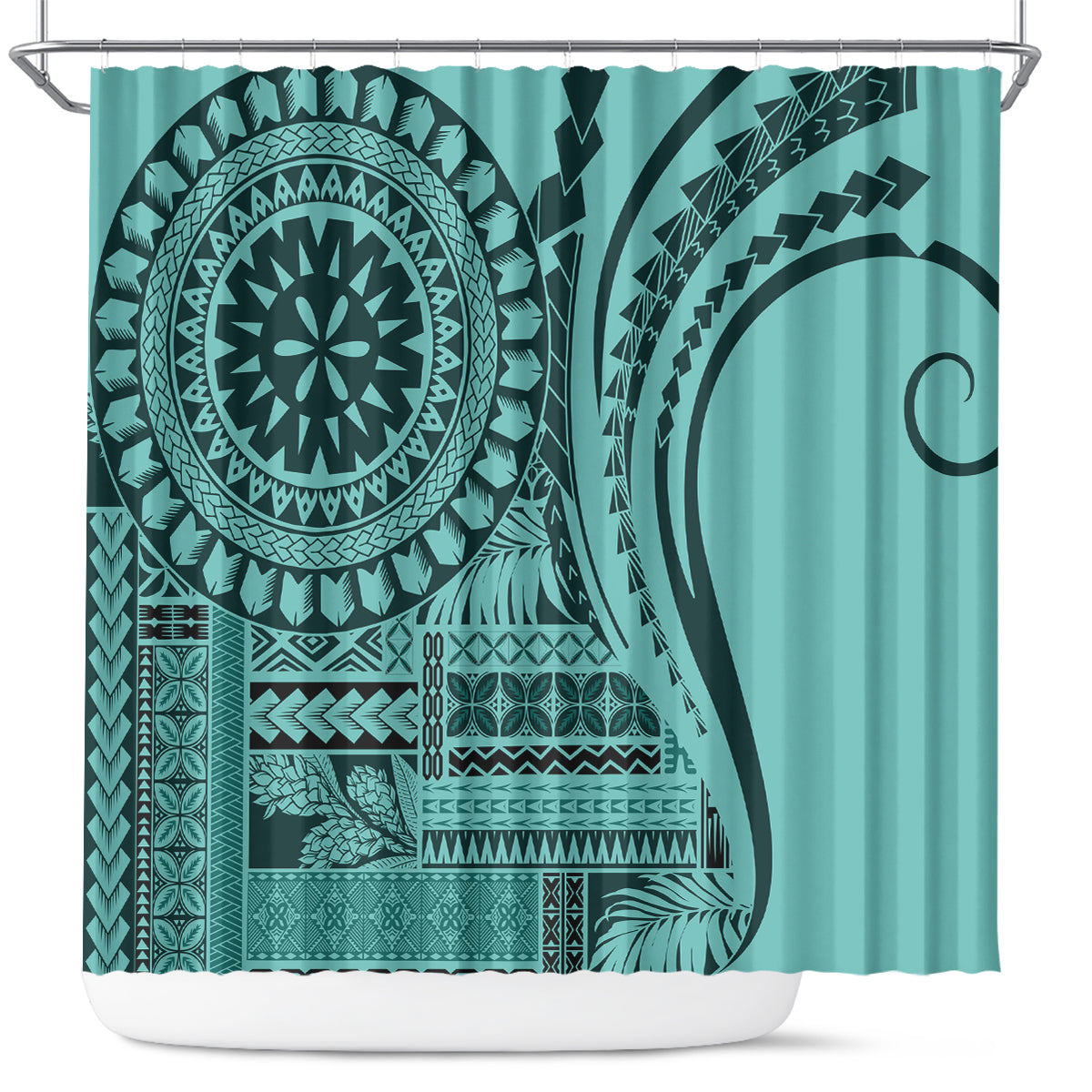 Samoa Siapo Arty Shower Curtain Turquoise Style LT9 Turquoise - Polynesian Pride