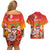 Personalised Wishes in Tahitian Christmas Couples Matching Off Shoulder Short Dress and Hawaiian Shirt French Polynesia Santa Beach LT9 - Polynesian Pride