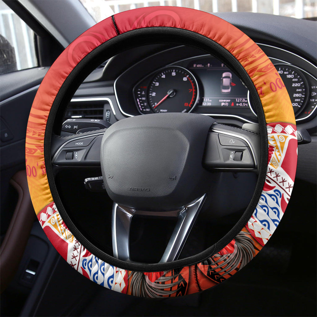 Wishes in Tahitian Christmas Steering Wheel Cover French Polynesia Santa Beach LT9 - Polynesian Pride