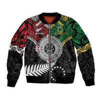 Aotearoa and Cook Islands Mo Te Tiriti Bomber Jacket New Zealand Honour The Treaty Ake!Ake!Ake! LT9 Unisex Green - Polynesian Pride