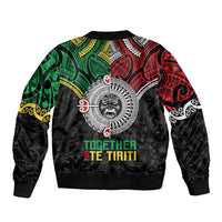 Aotearoa and Cook Islands Mo Te Tiriti Bomber Jacket New Zealand Honour The Treaty Ake!Ake!Ake! LT9 - Polynesian Pride