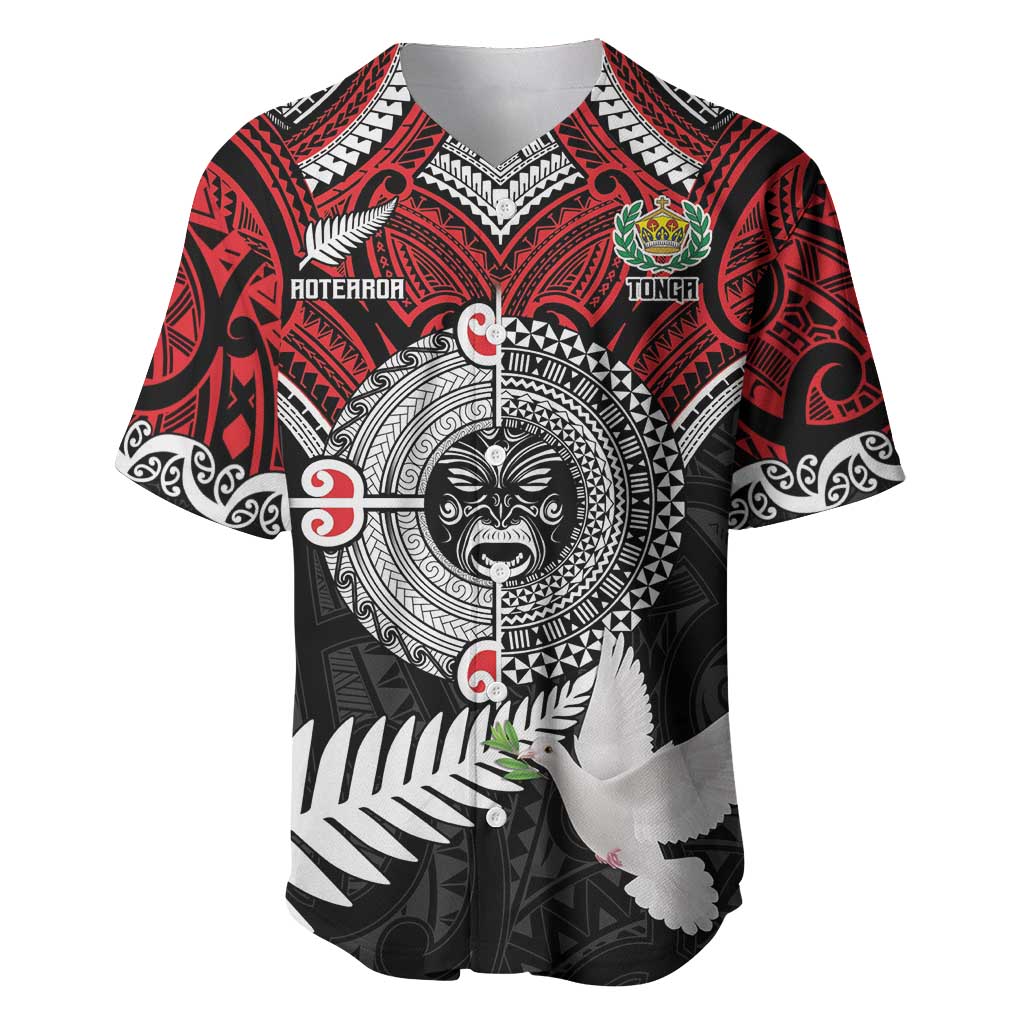 Aotearoa and Tonga Mo Te Tiriti Baseball Jersey New Zealand Honour The Treaty Ake!Ake!Ake! LT9 Red - Polynesian Pride