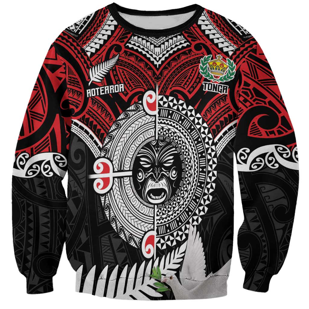 Aotearoa and Tonga Mo Te Tiriti Sweatshirt New Zealand Honour The Treaty Ake!Ake!Ake! LT9 Unisex Red - Polynesian Pride