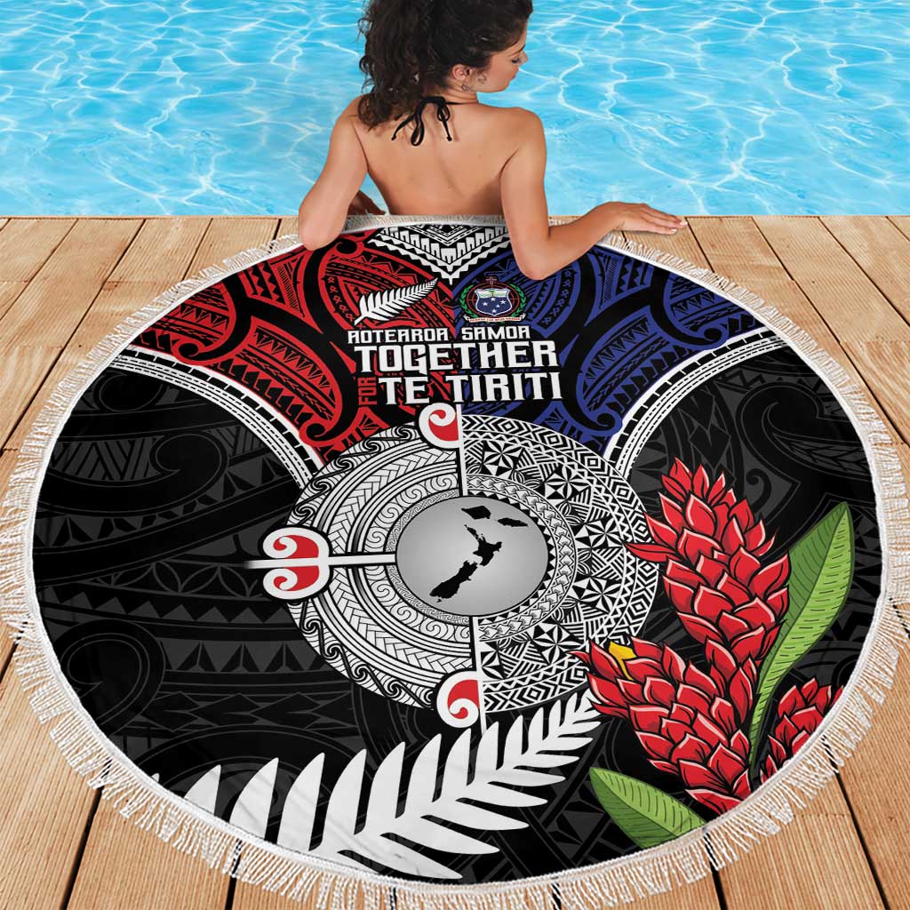 Aotearoa and Samoa Mo Te Tiriti Beach Blanket Tangata Moana Stand with Tangata Whenua LT9 - Polynesian Pride