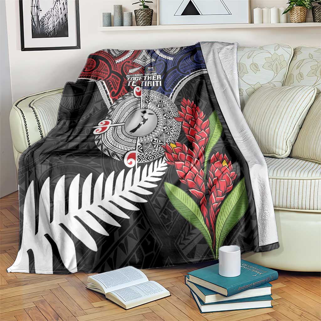 Aotearoa and Samoa Mo Te Tiriti Blanket Tangata Moana Stand with Tangata Whenua LT9 Blue - Polynesian Pride