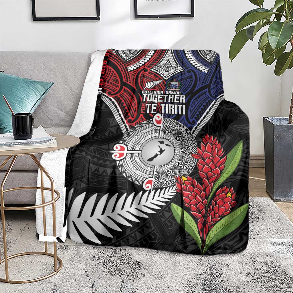 Aotearoa and Samoa Mo Te Tiriti Blanket Tangata Moana Stand with Tangata Whenua LT9 - Polynesian Pride
