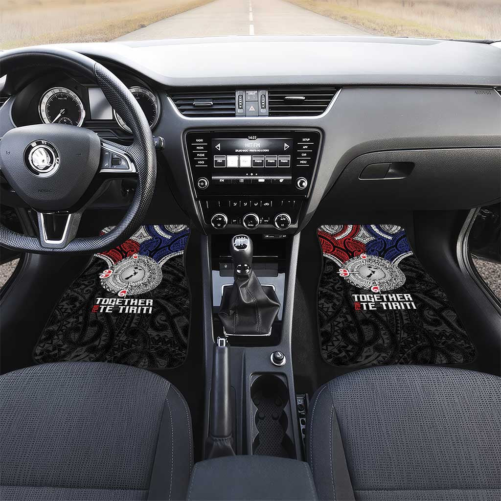 Aotearoa and Samoa Mo Te Tiriti Car Mats Tangata Moana Stand with Tangata Whenua LT9 Set 2pcs - Front Blue - Polynesian Pride