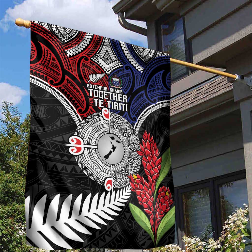 Aotearoa and Samoa Mo Te Tiriti Garden Flag Tangata Moana Stand with Tangata Whenua LT9 - Polynesian Pride