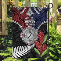 Aotearoa and Samoa Mo Te Tiriti Garden Flag Tangata Moana Stand with Tangata Whenua LT9 Garden Flag Blue - Polynesian Pride