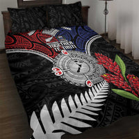Aotearoa and Samoa Mo Te Tiriti Quilt Bed Set Tangata Moana Stand with Tangata Whenua LT9 Blue - Polynesian Pride