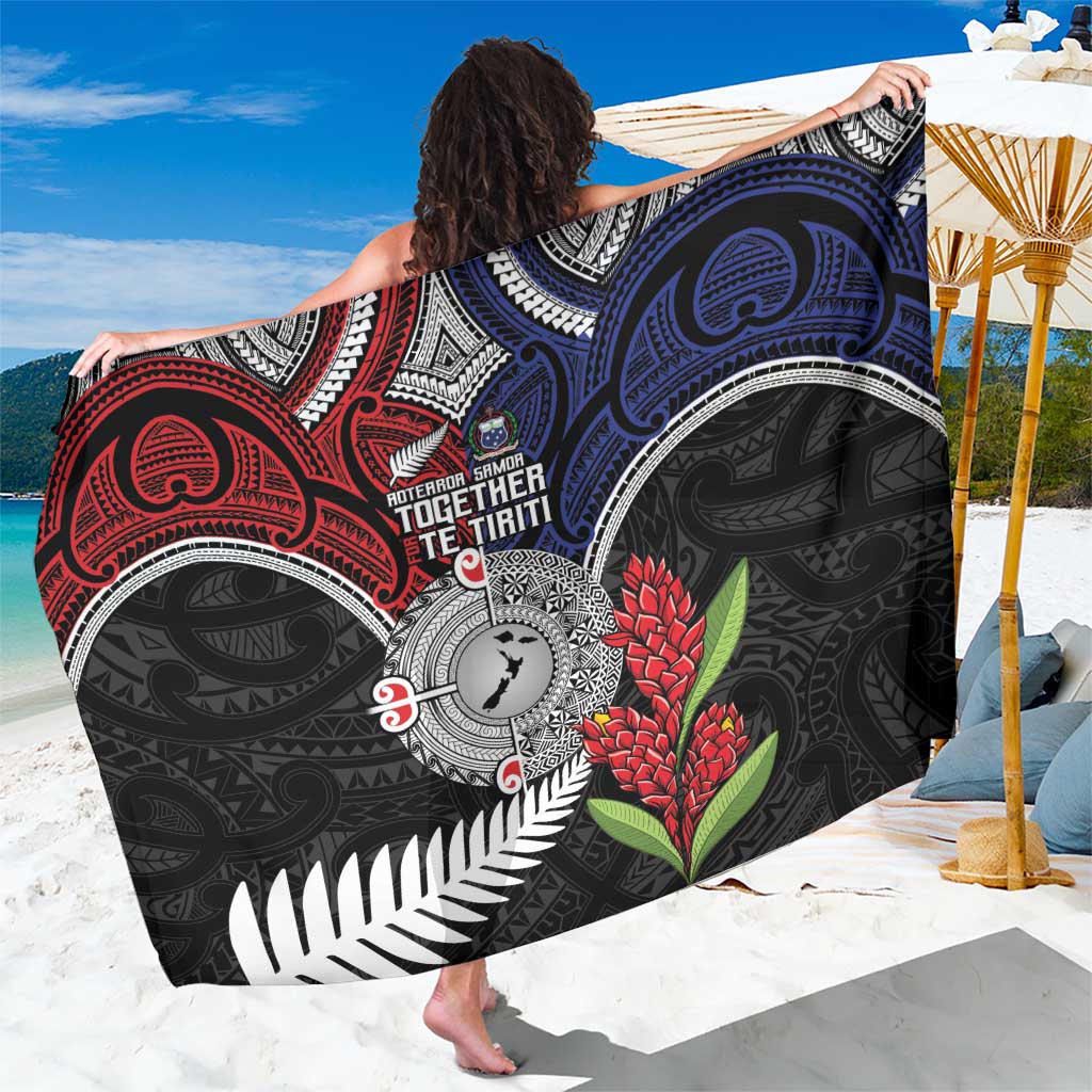 Aotearoa and Samoa Mo Te Tiriti Sarong Tangata Moana Stand with Tangata Whenua LT9 One Size 44 x 66 inches Blue - Polynesian Pride