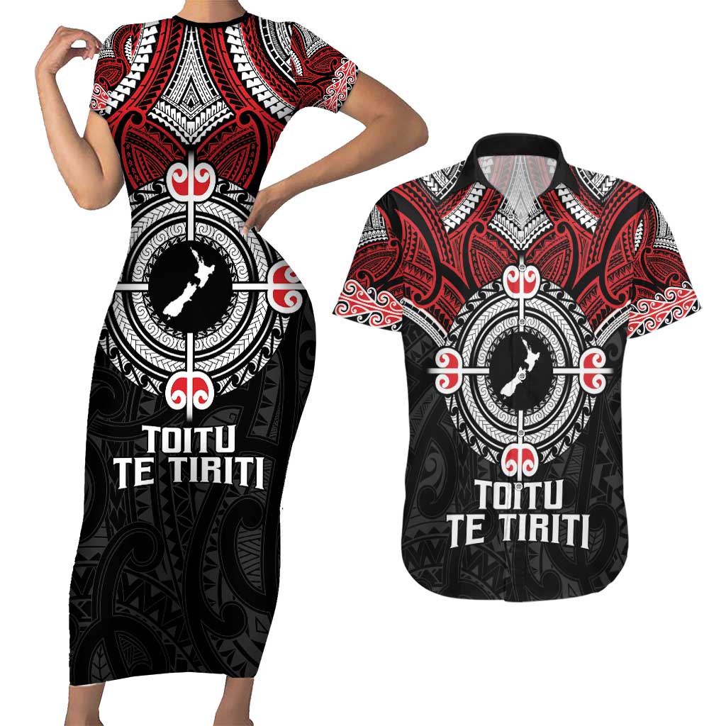 Aotearoa Proud To Be Maori Couples Matching Short Sleeve Bodycon Dress and Hawaiian Shirt New Zealand Fight Together