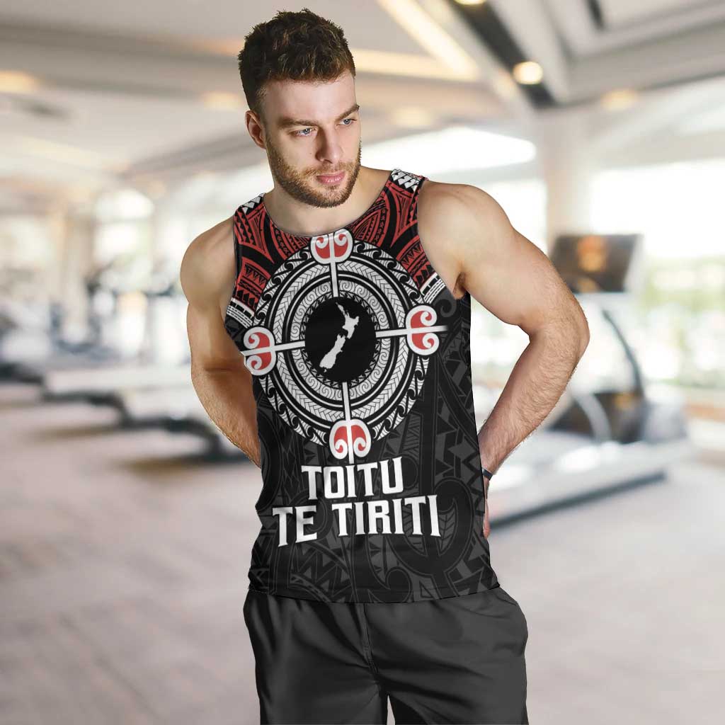 Aotearoa Proud To Be Maori Men Tank Top New Zealand Fight Together LT9 Red - Polynesian Pride