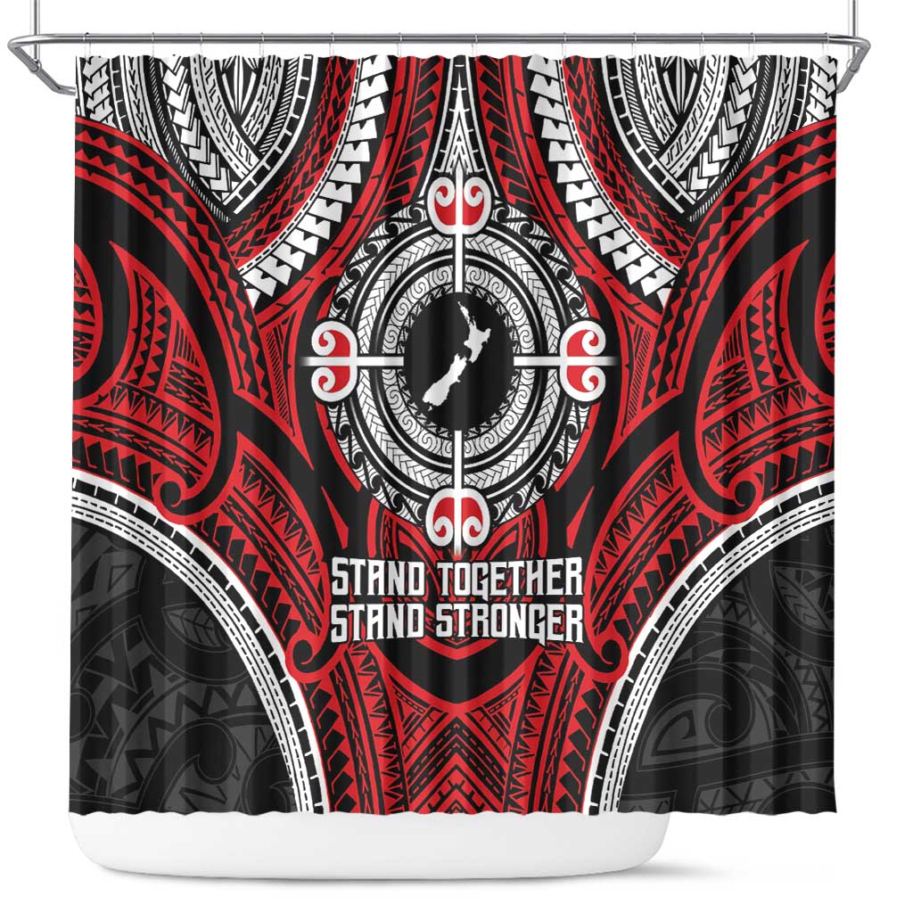 Aotearoa Proud To Be Maori Shower Curtain New Zealand Fight Together LT9 Red - Polynesian Pride